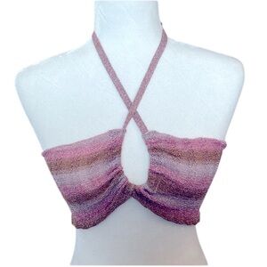 NWT MISA Los Angeles Blanca Shimmering Halter Top Pink Combo Small Reg. $178